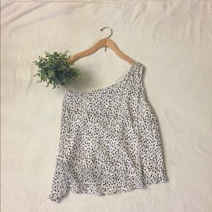 Kaari Blue Fly Away One Shoulder Blouse, Sz Med